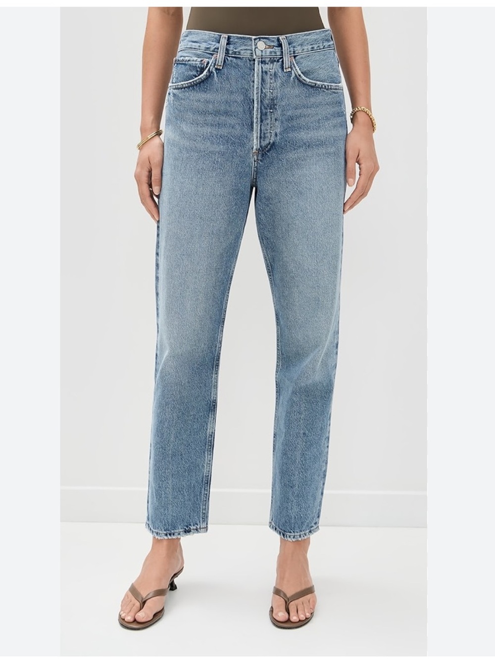 Agolde woman’s midi rise straight leg denim pants